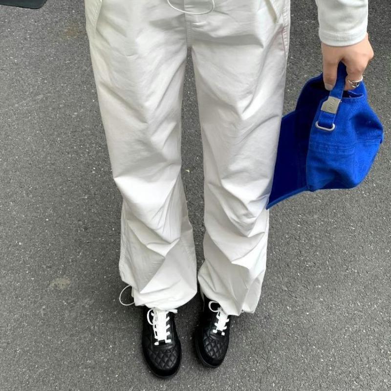 Sheepskin version~ rhombus tire cowhide lace-up casual sports shoes women's tide leather platform running shoes board shoes