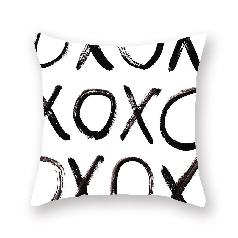 45x45cm Black Geometric Printed Pattern Polyester Cushion Cover for Home Living Room Sofa Decoration Throw Pillow Pillowcase