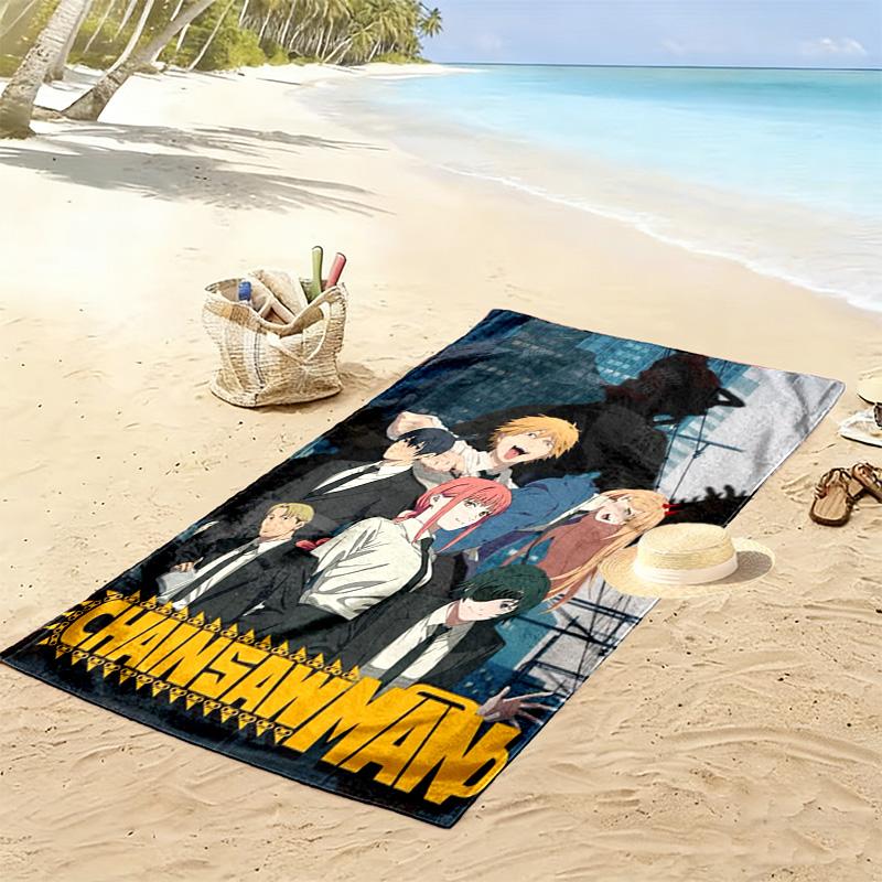 Chainsaw Man Print Beach Towel, Large Soft Quick Dry Towel for Beach Camping Swimming