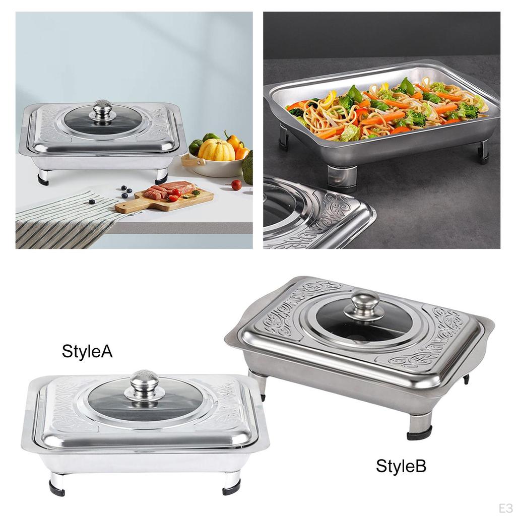 Rectangular Stainless Steel Basin with Heated Tray for Dinner Parties