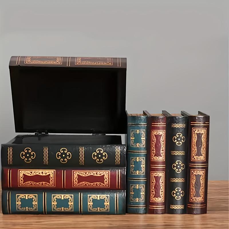 Vintage Style Antique Book Storage Box Wooden Stackable Decorative Office Storage Box Vintage Decorative Prop Book Decoration