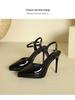 1088-15 Women's Waterproof Platform Stiletto Sandals - Summer 2025 Style, Hollow Pointed Heels