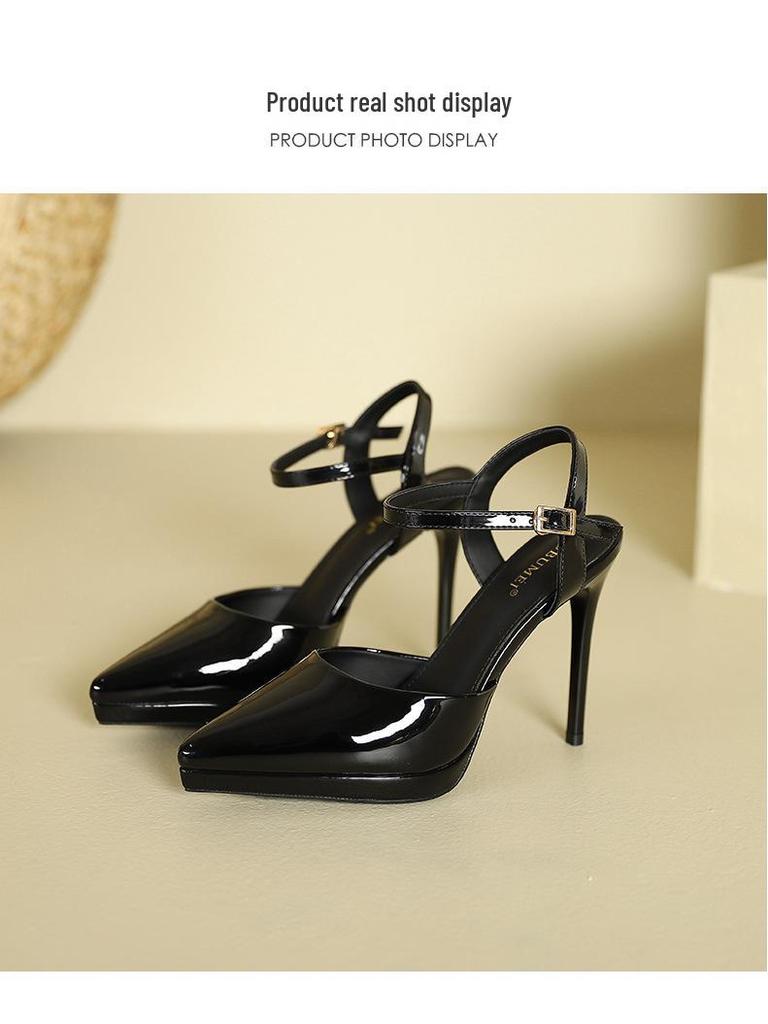 1088-15 Women's Waterproof Platform Stiletto Sandals - Summer 2025 Style, Hollow Pointed Heels