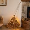 Rustic Farmhouse Fall Decorations 5.5 Ft Giant Light-up Witch Broom, Vintage Twig Broom with String Light, Charming Themed Party Supplies Decoration