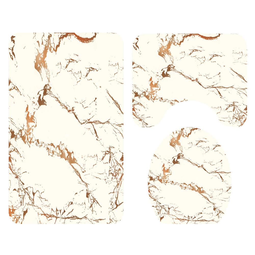 Marble Printed Shower Curtain Rug Lid Toilet Cover Mat Bath Mat Set Bathroom Curtains with 12 Hooks