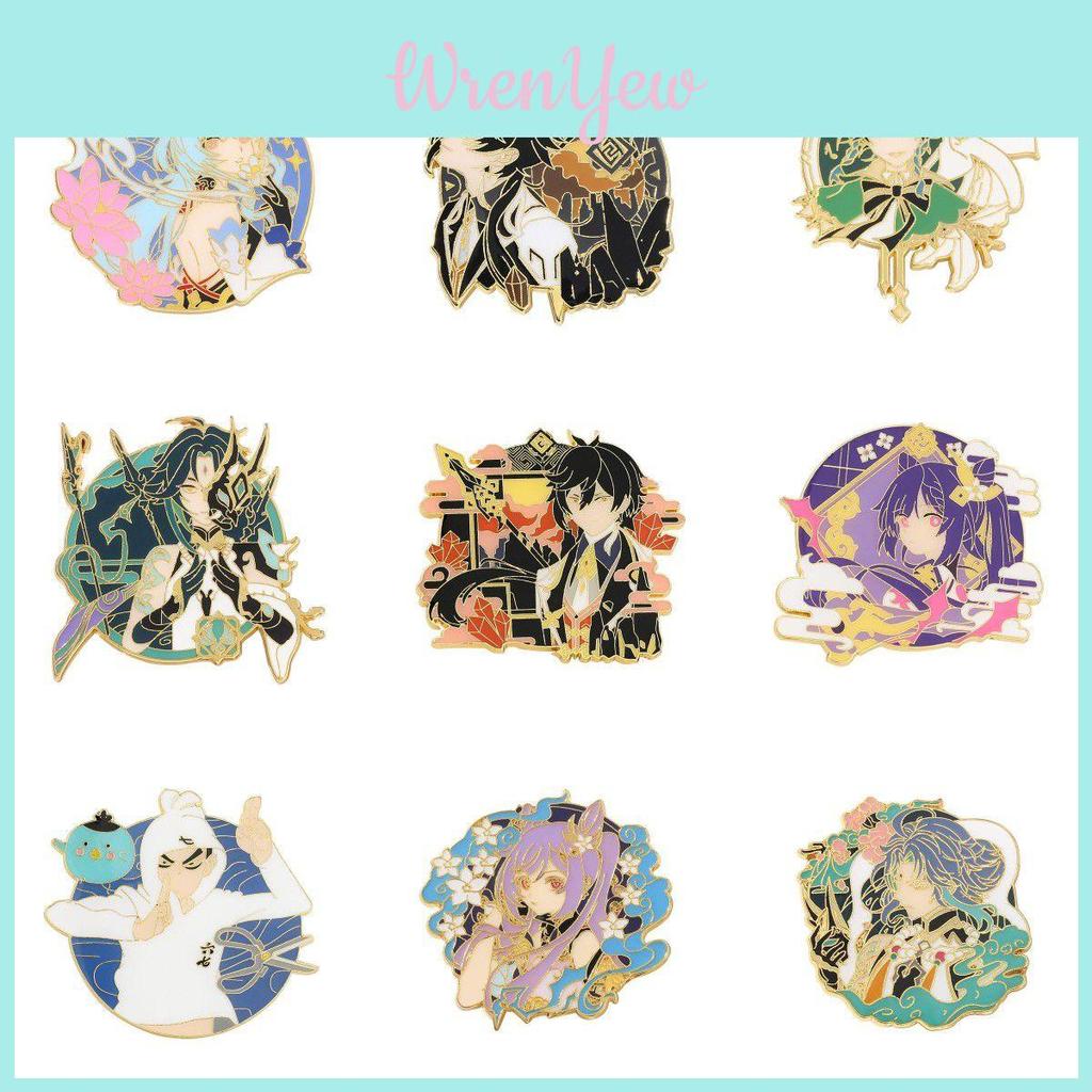 Exquisite Metal Genshin Impact Pin Badge With Colorful Cartoon Animation Design