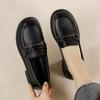 2023 Women's Genuine Leather British Style Loafers - Flat Heel, Metal Accents, Comfortable, Non-Fatiguing for Work