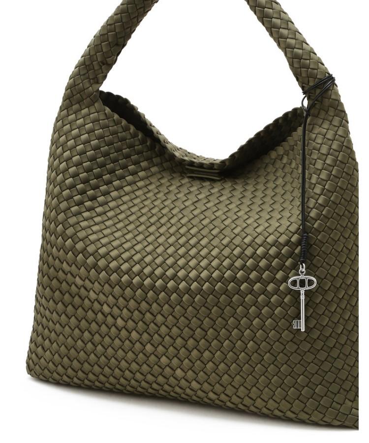 Athe Vanessabruno Khaki Neoprene Weaving Shoulder Bag L Aaba6E851K3