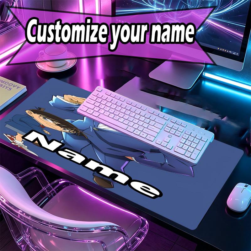 Custom Name Personalized Detective Conan Pattern Mousepad, Laptop PC Desk Mat, Decorative Desk Mat for Home Keyboard Pad Gift