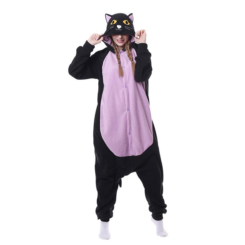 

Adult Midnight Cat Fleece Onesie - Halloween Animal Theme S (150-160cm, 60-110kg)