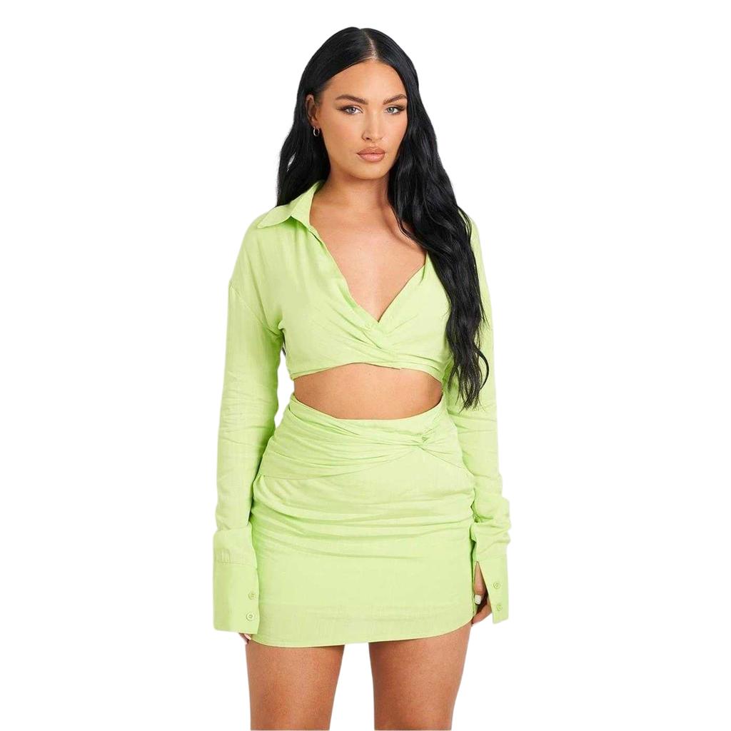 Missy Empire Womens/Ladies Twist Linen Fitted Mini Skirt
