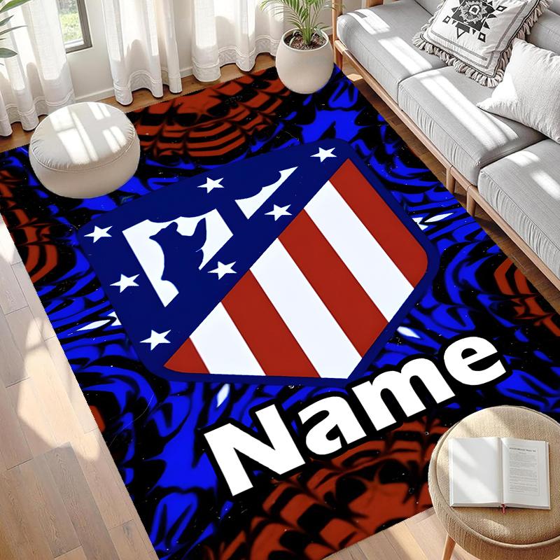 Custom Name Personalized Atletico Madrid Print Carpet, Versatile Home Decor Rug, for Playroom, Apartment, Balcony, Entryway, Hallway Gift