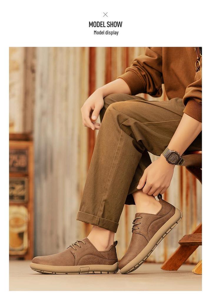Men's 2025 Winter Retro Leather Casual Sports Shoes - Non-slip, Soft Sole, British Style Work Footwear