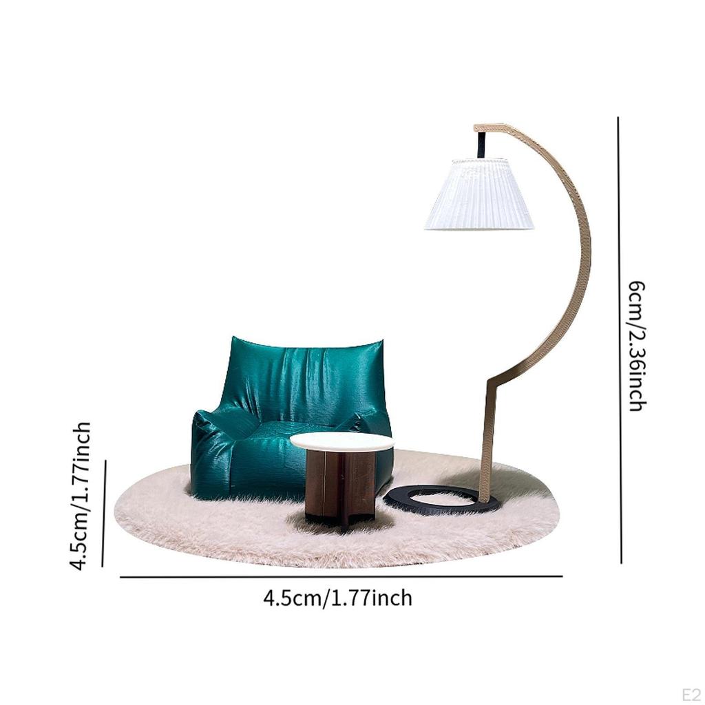 Dollhouse Furniture Set,1/12 Sofa Floor Lamp Coffee Table and Carpet Creative Simulation Kids Gift