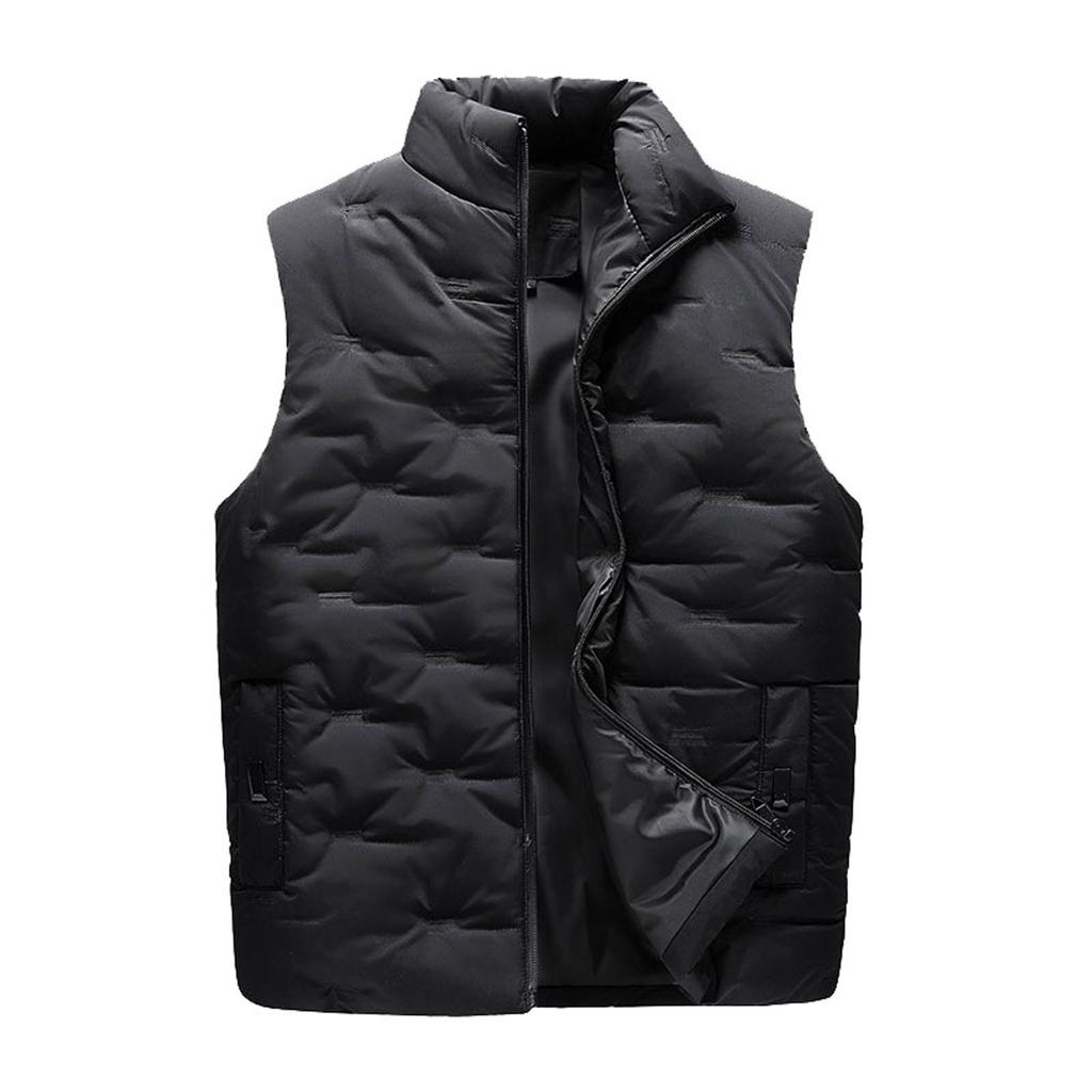 Men  Winter Fashion Stand Collar  Color Waistcoat Vest Jacket Top Coat