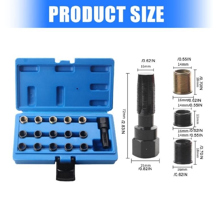 Spark Plugs Thread Insert Set High Strength Carbon Steel Construction Thread Restorer Tap with Storage Box Universal
