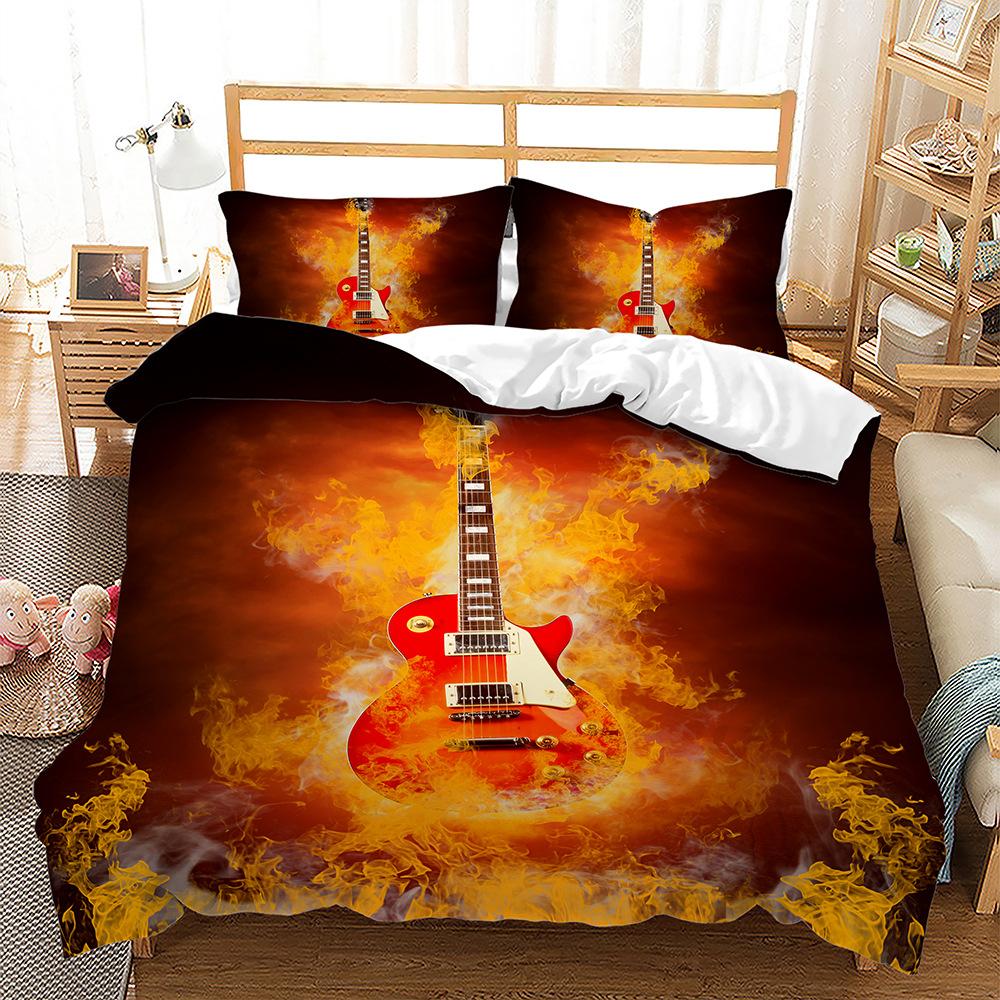 Ensemble de literie musical 3D, housse de couette et taie d'oreiller, Instrument de musique, 2/3 pièces AU240 * 270, décoration de la maison pleine grandeur