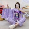 Thailand Women's Summer Cartoon Pajama Set: Short Sleeve Top, Shorts, and Long Pants.