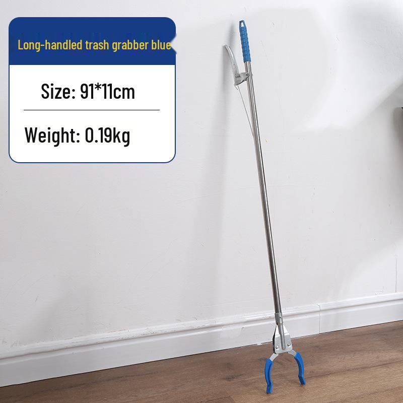 Stainless Steel Long-Handled Trash Grabber Tongs for Sanitation and Retrieval