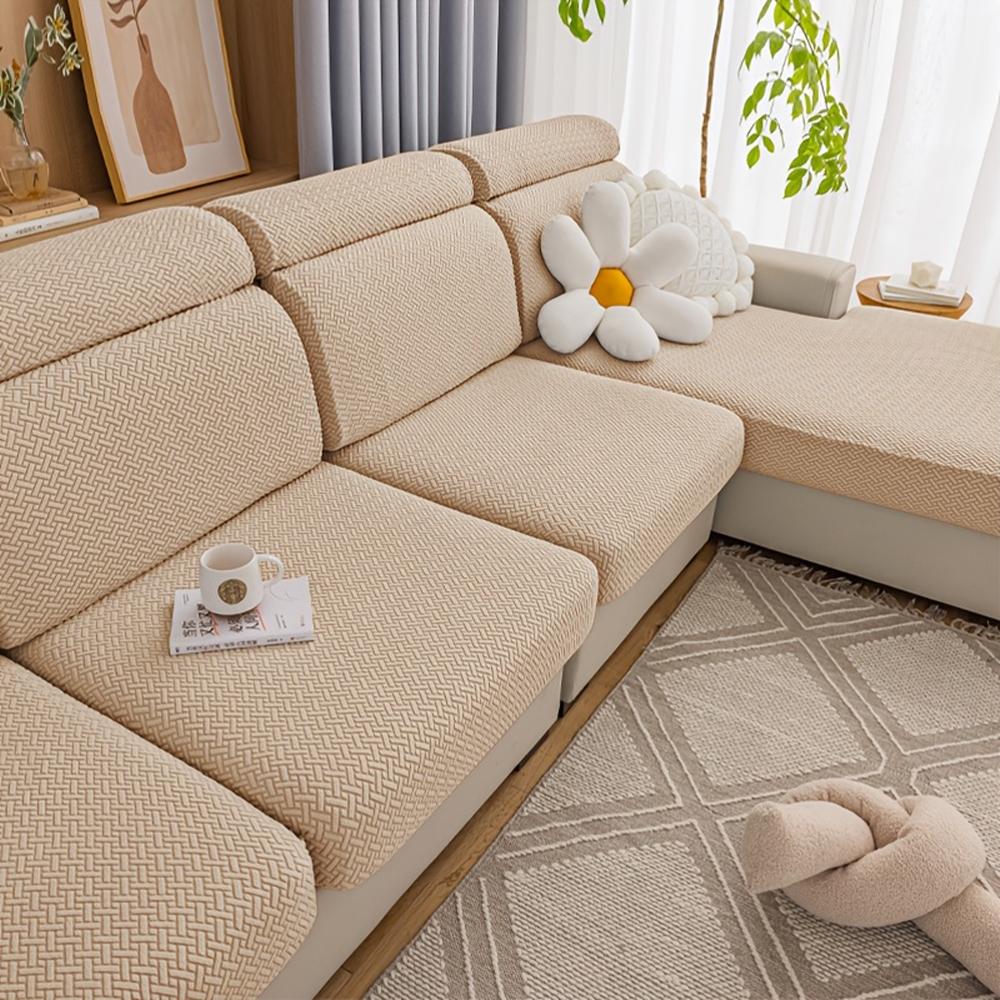 Jacquard Sofa Seat Cushion Covers Elastic Solid Color Couch Covers For Sofa Removable Sofa Covers Chaise Lounge Living Room
