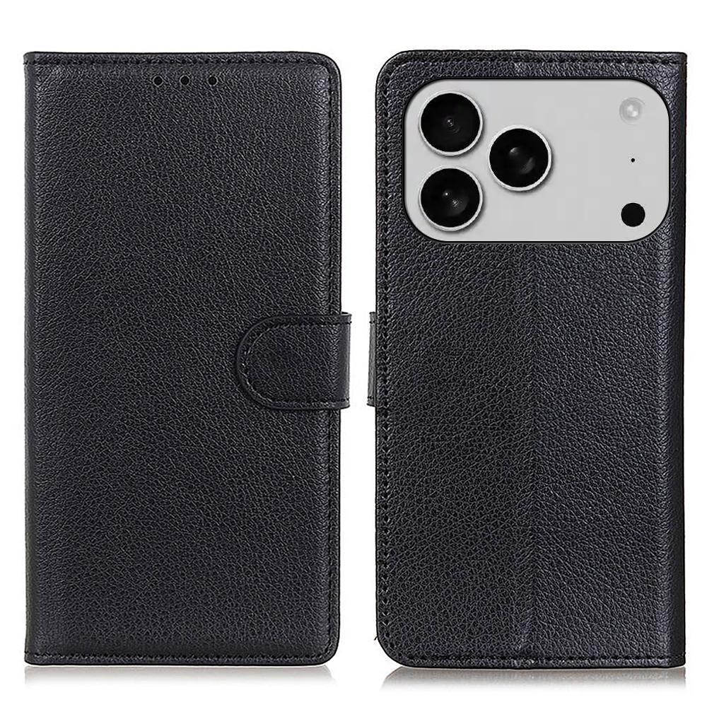 For iPhone 17 Pro Max Wallet Case PU Leather Phone Cover Litchi Texture