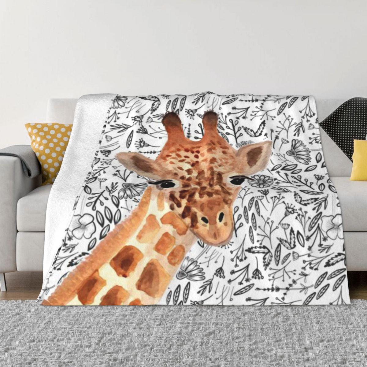 Watercolor Giraffe Personalized Gift An Ultra-Soft Micro Fleece Blanket 50x60in