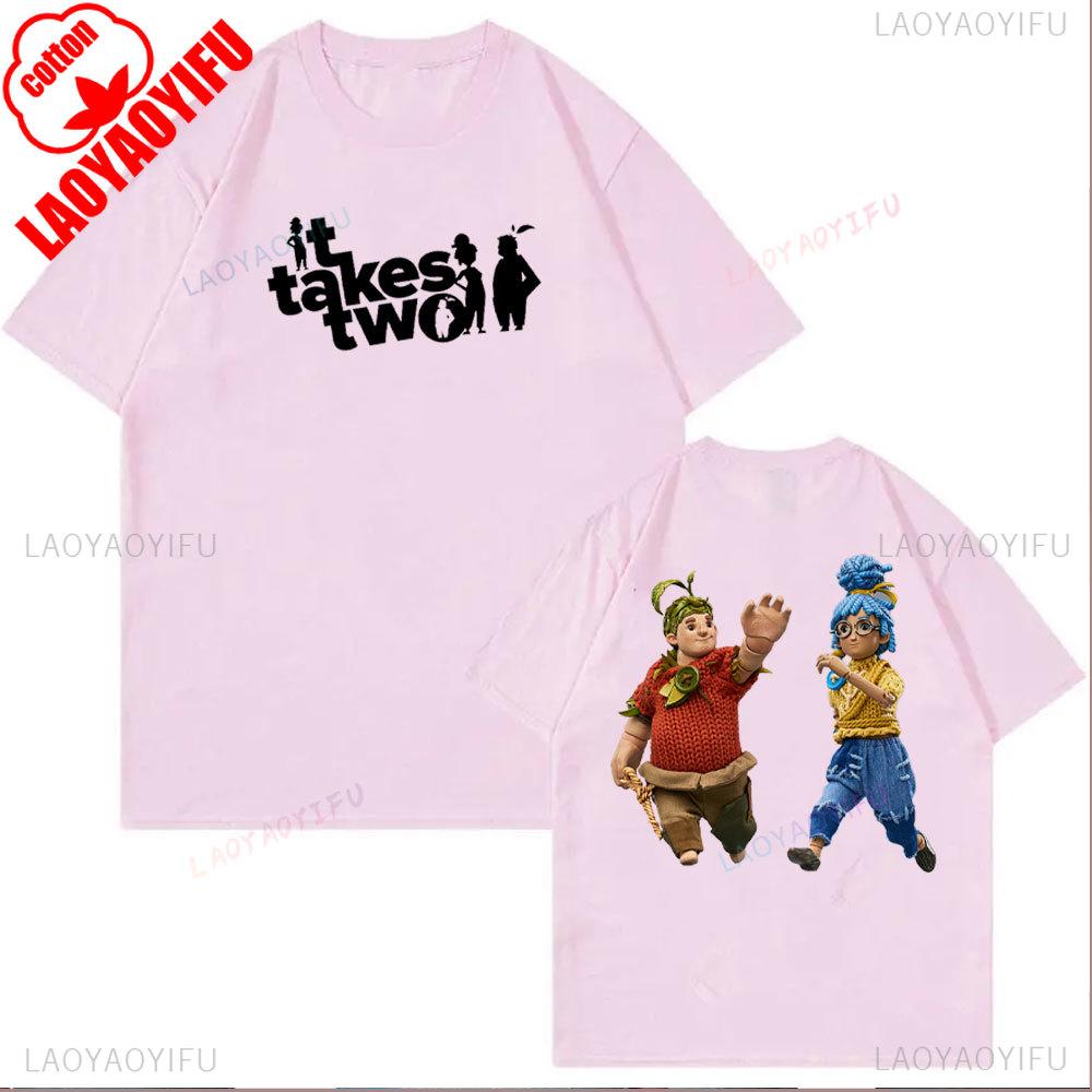 

Unisex It Takes Two T Shirt Game Cotton Short Sleeve Tee Girlfriend Boyfriend Couple Clothes Kodi Xiaomei Wife Husband Gifts Tee 3XL