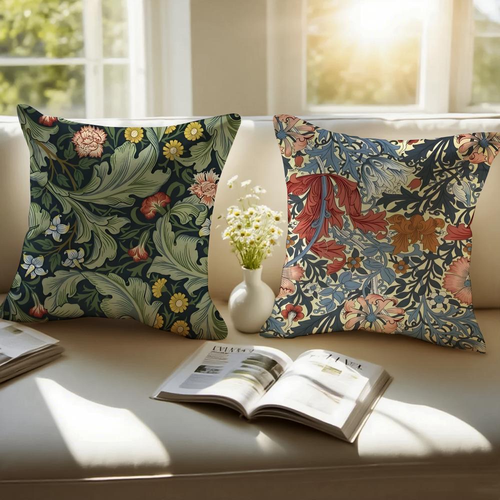 colourful Art WWilliam Morris Cushion Cover Pillowcase Antidustmite Invisible Zipper Short Plush Sofa Cushion