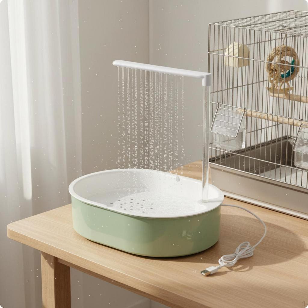 Automatic Parrot Bath Simple to Clean Circulating Bird Usb Powered Shower Tray for