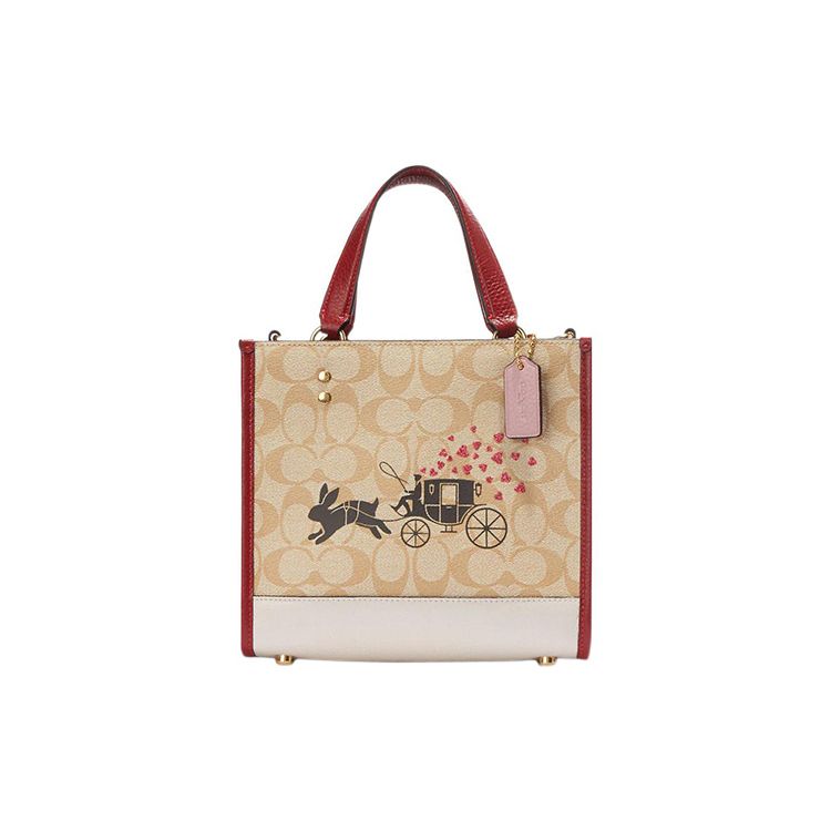 

Coach Dempsey 22 Rabbit Carriage Print Coated Canvas And Pebble Leather Tote Bag Women Tote Bag Khaki Pink CF404-IMOT4 Basic Set (Bag+Dust Bag)