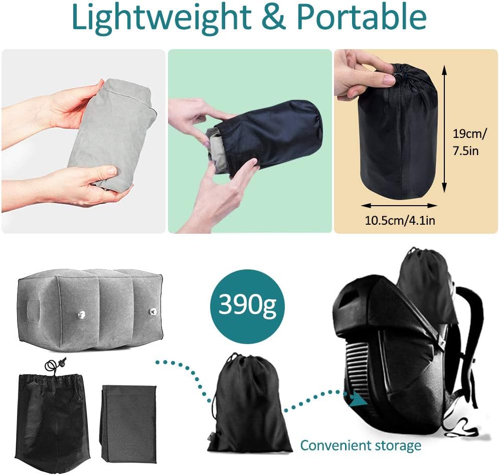 Inflatable Travel Footrest Pillow Multifunctional Adjustable Height Travel Pillow For Kids Sleeping And Leg Rest 