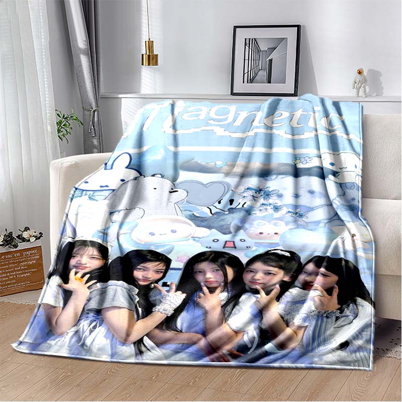 3D Printed Flannel Blanket I-ILLIT Combo K-POP Home Sofa Bed Blanket | Birthday Gift,