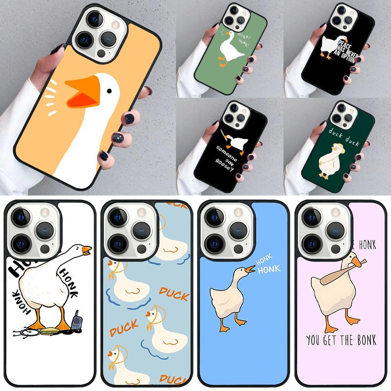 Funny Cartoon Duck Phone Case For iPhone 17 Air 16 16e 15 13 14 Pro Max 11 12 Plus 2022 MAX Shell Cover coque