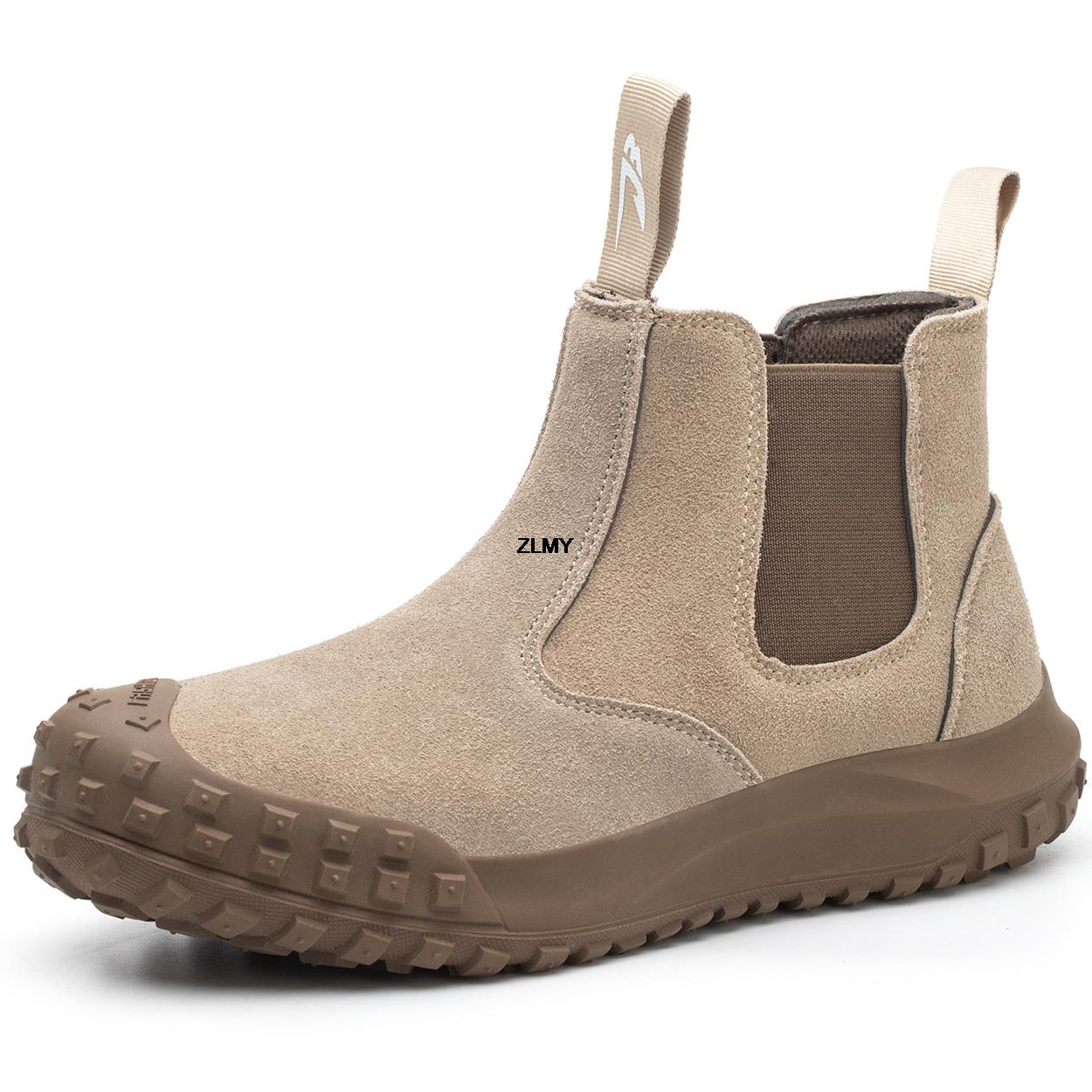 

Защитная обувь без шнуровки, мужская обувь для сварщиков со стальным носком, устойчивые к ударам, искробезопасные рабочие защитные ботинки, мужские строительные противоударные ботинки челси 46 хаки