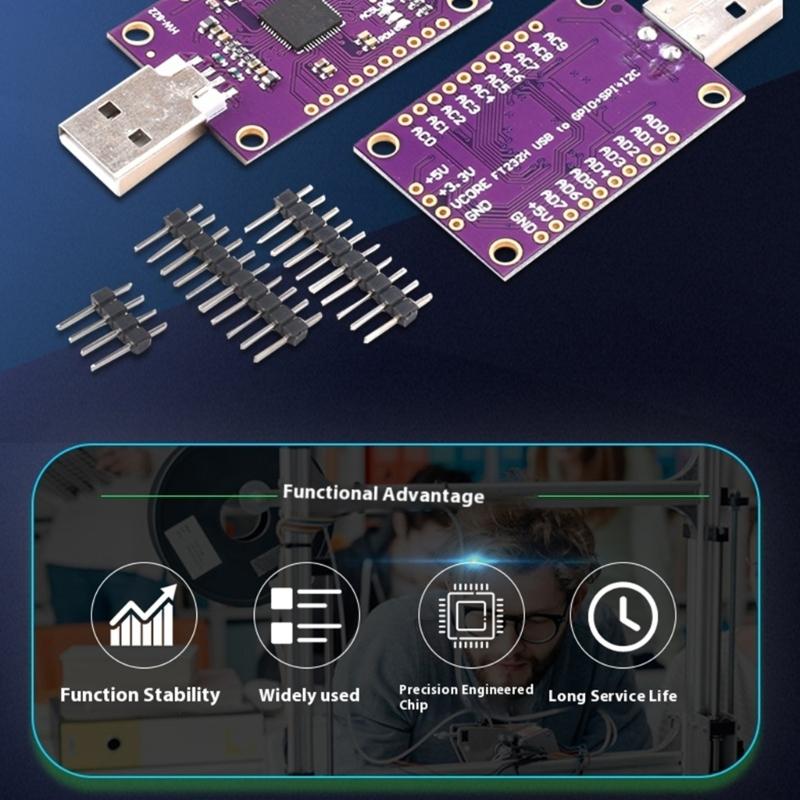 FT232H USB To I2C SPI Board USB To UART/FIFO SPI/I2C Module For Electronics Projects Highly Speed Data Transfer