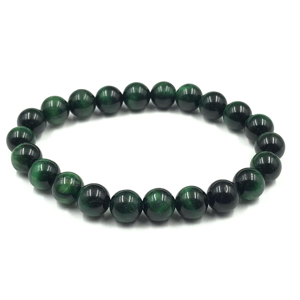 Bracelet extensible 7,5" en perles rondes d'œil de tigre étoilé vert naturel 8 mm Pour cadeau d'anniversaire Pour femme/mari RBB-58
