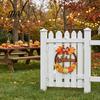 Hello Autumn Wood Plaque Harvest Wooden Wreath Pendant, Front Door Hanging Ornaments with Hemp Rope, Natural Fall Sign Pumpkins Maple Leaves