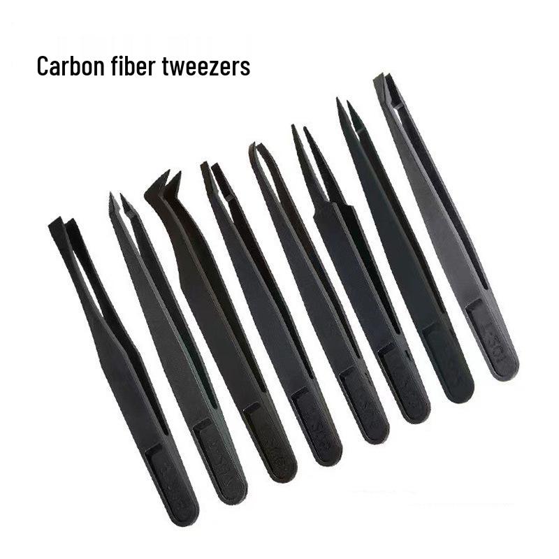 Anti-Static Curved Tip Plastic Tweezers, Multi-functional with Wide and Flat Tips for Industrial and Eyelash Use.