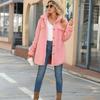 Giacca ampia da donna Cappotto in pile rosa felpato con risvolto Manica lunga Cappotto con bottoni Abbigliamento esterno casual Moda Ragazze Top Soprabito Primavera Autunno Abbigliamento da strada quotidiano