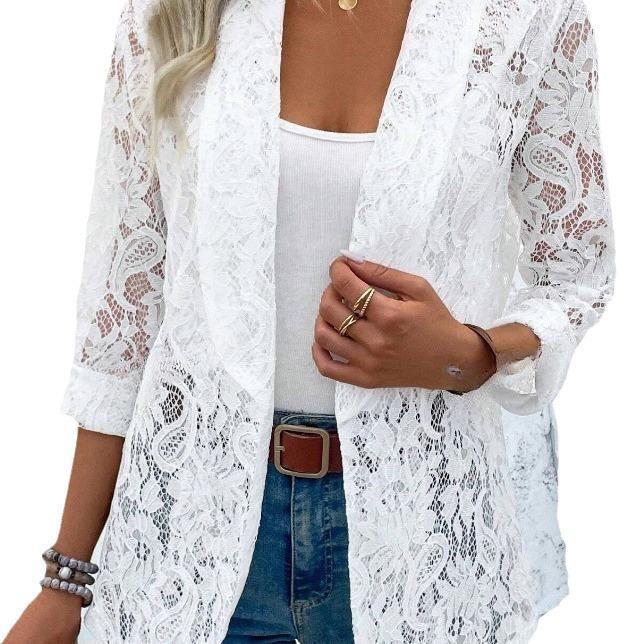 Spring & Summer Lace Shirt Jackets: Solid Color, Fashionable & Versatile