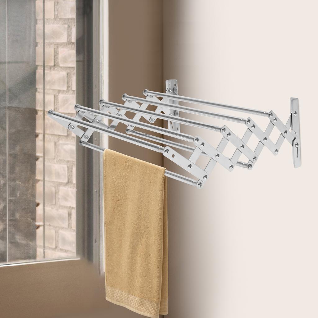 Install Washing Wall, Folding Stainless Steel Wall Washing Machine Dryer, 5-pole Clothes Rack
