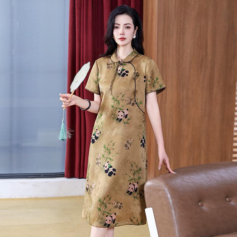 Hualuo fragrant cloud yarn dress  dress gentle improvement hanfu skirt silk printing zen cheongsam