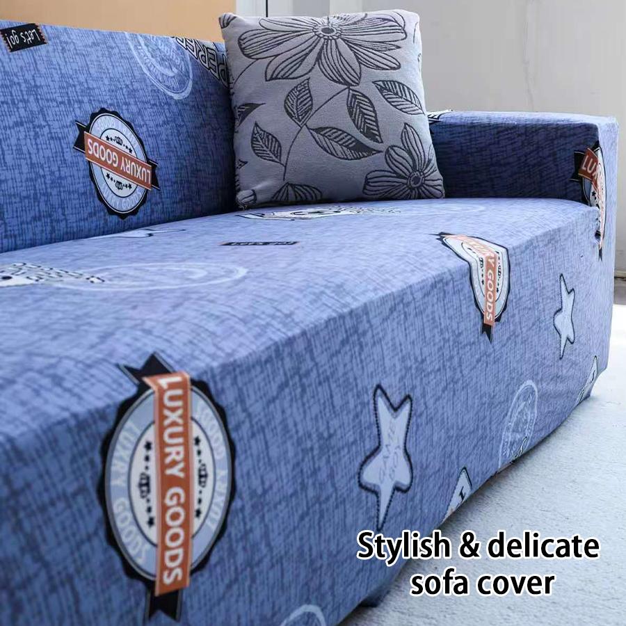 

Star Pattern Soft Sofa Cover Anti Slip Sofa Protective Cover Machine Washable, Suitable for Living Room Home Decoration 1-seater синий