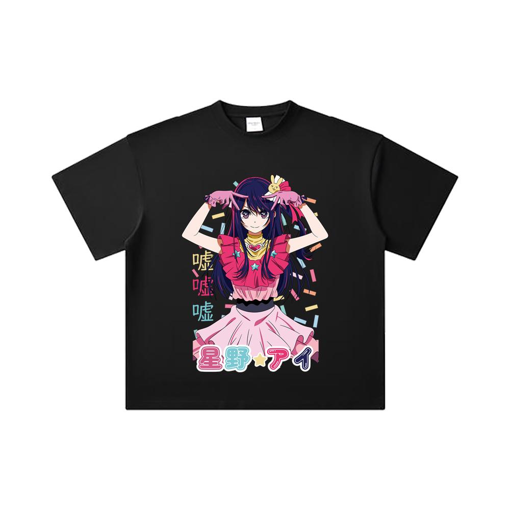 260 GSM Double Yarn 32 Count 100% Cotton Oshi No Ko V1 Print Unisex Heavy Cotton T Shirt