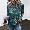 Spring and Autumn Round Neck Flower Pattern 3D Printed Top Fashionable Casual Retro Long Sleeved Women's T-shirts