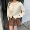Spring and Autumn Butterfly Knot Cardigan Sweater Women Elegant Pearl Button Korean Style Sweet Jackets Light Yellow Knitted Coats Round Neck Shirts