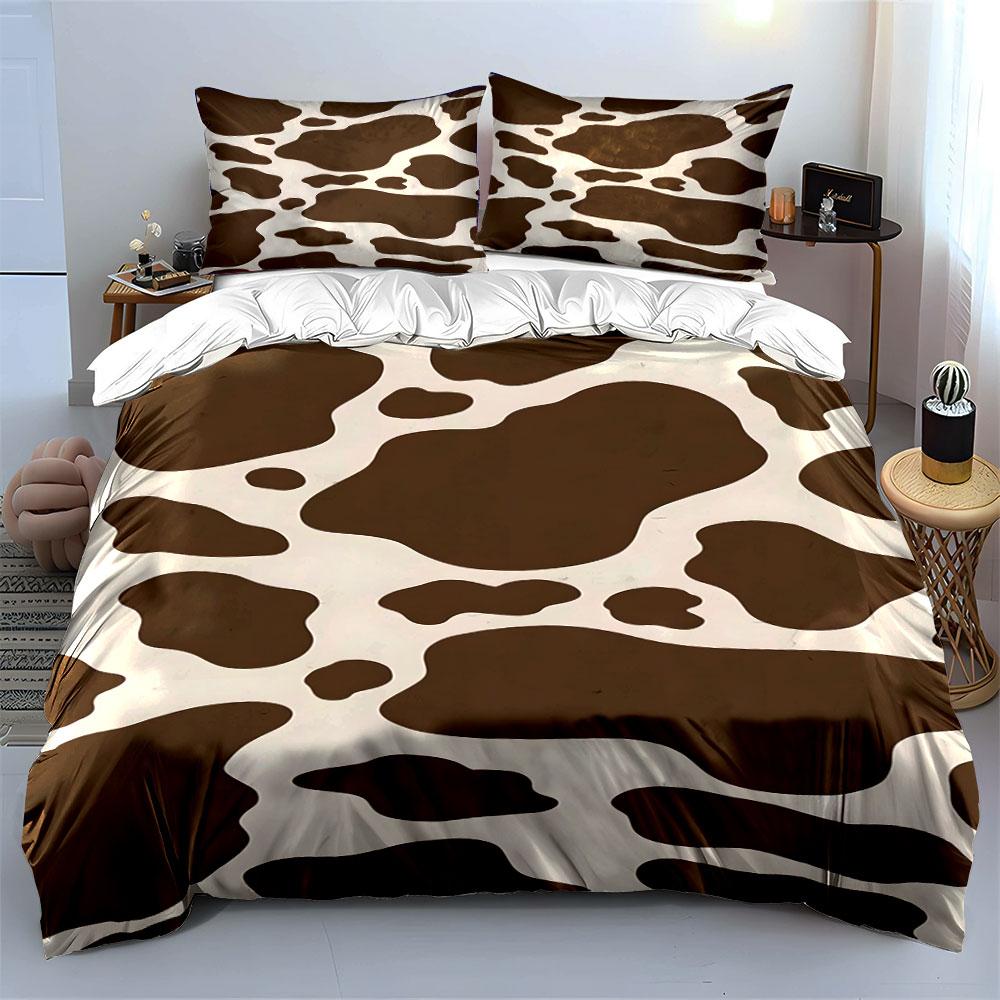 Brown and white cow spots. Bedding sets Duvet cover sets Duvet covers Pillowcases(1*Duvet Cover 2*Pillowcases without duvet insert)