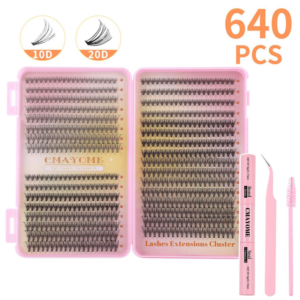 640 Tufts Of D-Curve Single Tufts Of False Eyelashes Segmented Grafting 10-16Mmdiy Thick Eyelashes