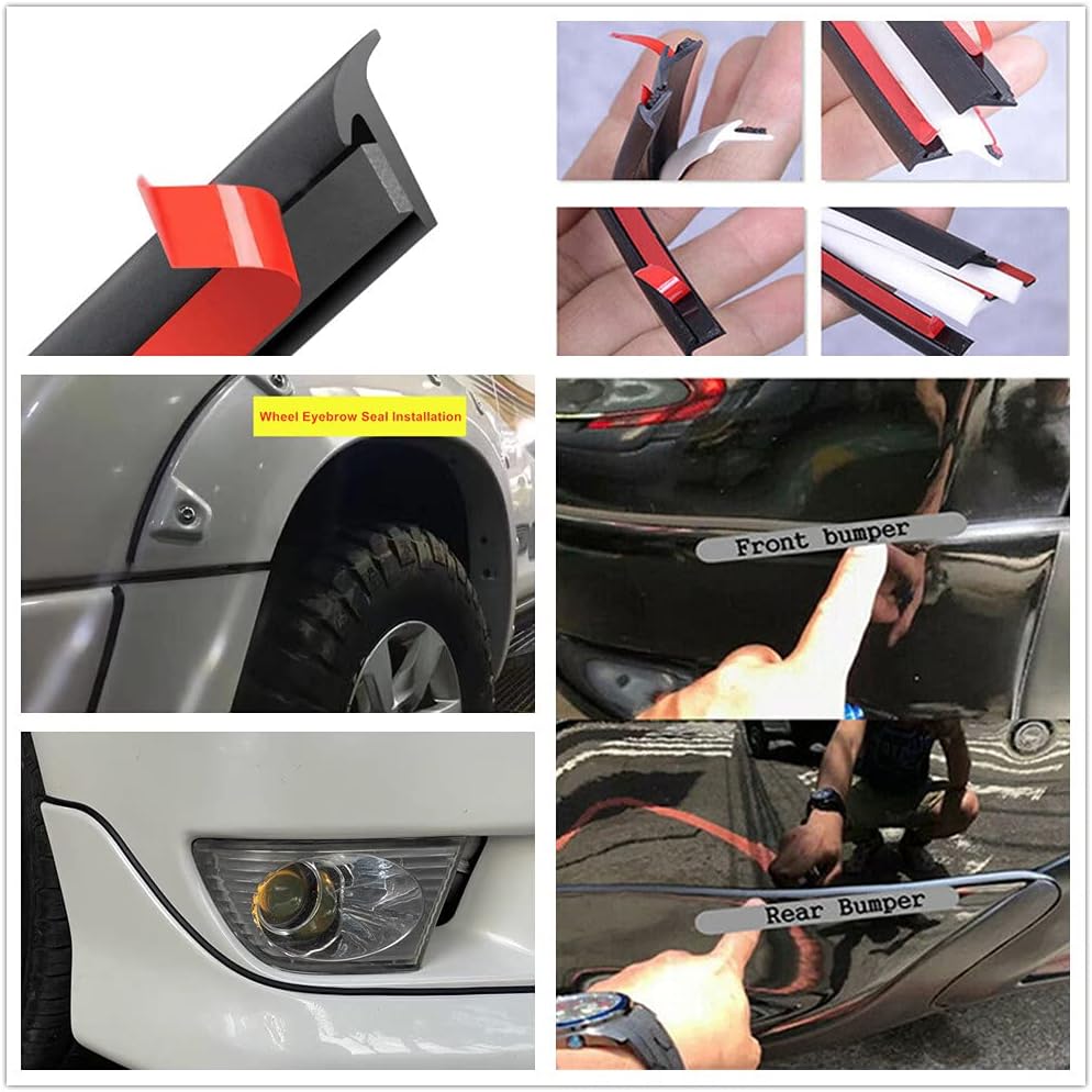 5M/16.5Ft Universal Self Adhesive Auto Rubber Weather Draft Seal Strip, Car Windshield Edge Moulding Sealing Strip Soundproof T-Type Rubber Edge