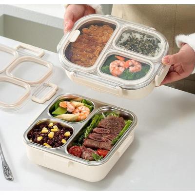 Auslaufsichere Brotdose für Kinder Erwachsene Compartmented Edelstahl Tragbare Bento Bunch Box Luftdicht Geruchsdicht Lunchbox Arbeiter